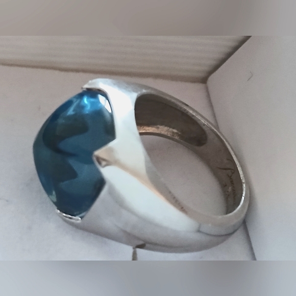 NIB Baccarat Medicis Ring, Sterling Silver & Crystal, Riviera Blue, Size 7 - Picture 7 of 7